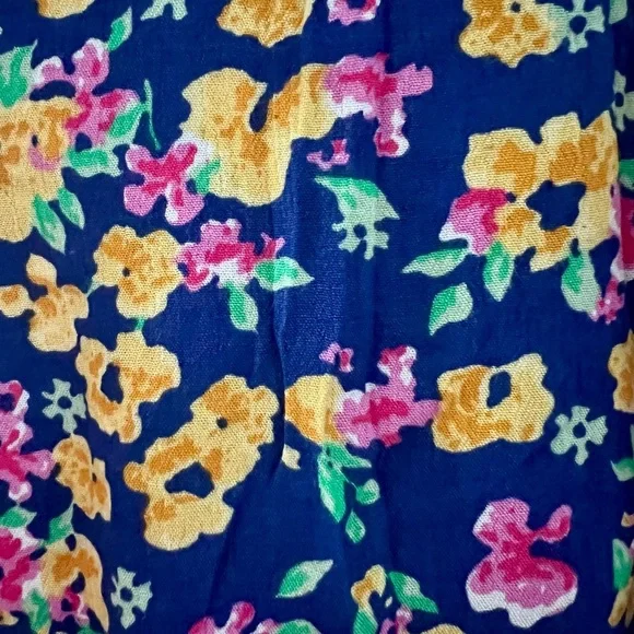 Intro. Navy Floral Blouse with Yellow and Pink Accents - Picture 6 of 7